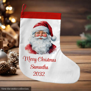 Trendy Santa Claus Watercolor Holiday Stocking