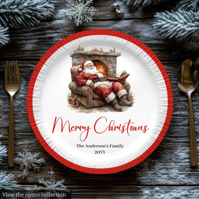 Trendy Santa Claus Watercolor Holiday Tableware   Paper Plate (Trendy Santa Claus Watercolor Holiday Tableware Plate

)