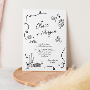 Trendy Scribble Doodle Script Wedding Invitation