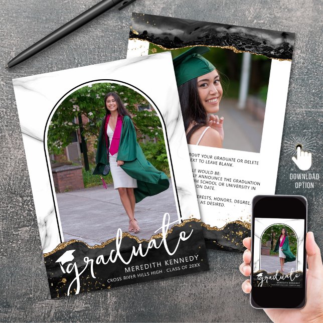 Trendy Script Arch Black Gold 2 Photos Announcement (Creator Uploaded)