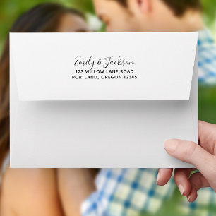 Trendy Script Couple Name Return Address Envelope