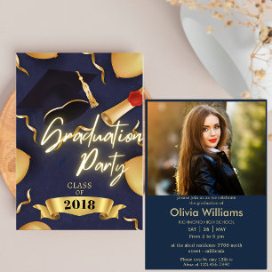 Trendy Script   Custom Photo Graduation Party  Invitation
