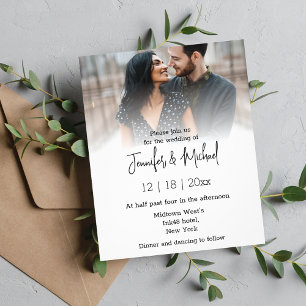 trendy script faded photo wedding invitation flyer