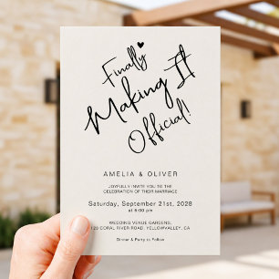 Trendy Script Finally Making It Official Wedding Invitation