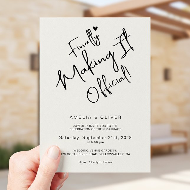 Trendy Script Finally Making It Official Wedding Invitation (Creator Uploaded)