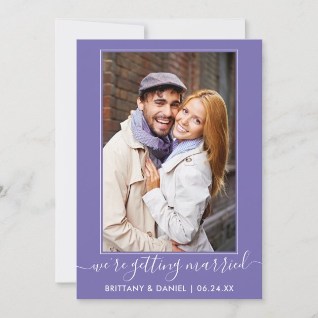 Trendy Script Getting Married Periwinkle Save The Date (Front)