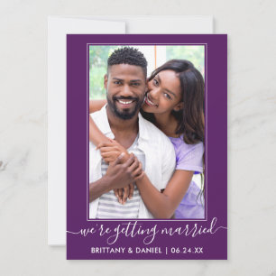 Trendy Script Getting Married Purple Save The Date