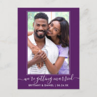 Trendy Script Getting Married Purple Save The Date