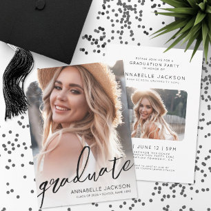 Trendy Script Graduate Simple Photo Graduation Invitation