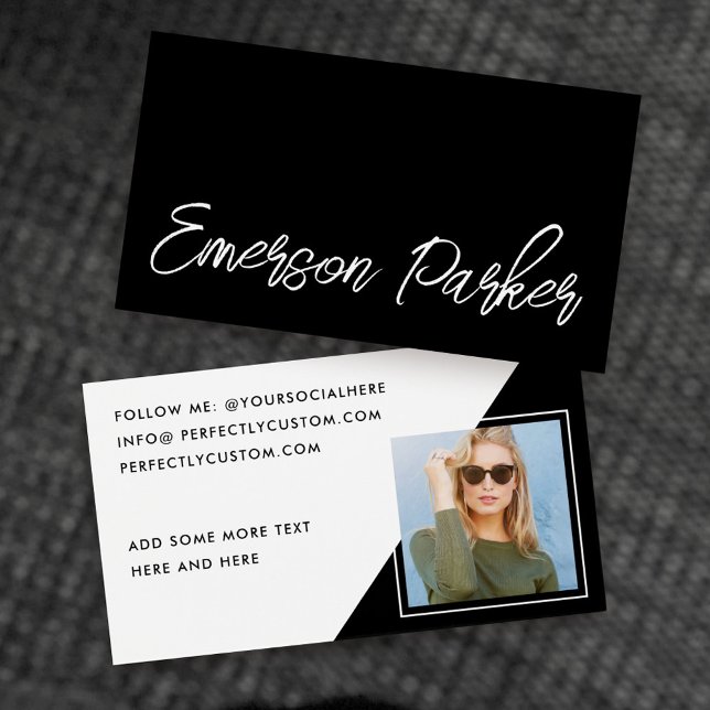 Trendy script influencer black photo profile card (Creator Uploaded)