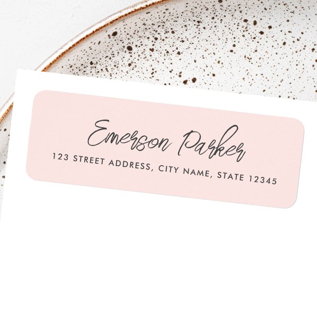 Trendy script light blush pink return address (Trendy script light blush pink return address label)