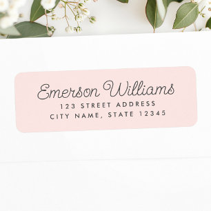 Trendy script light blush pink return address