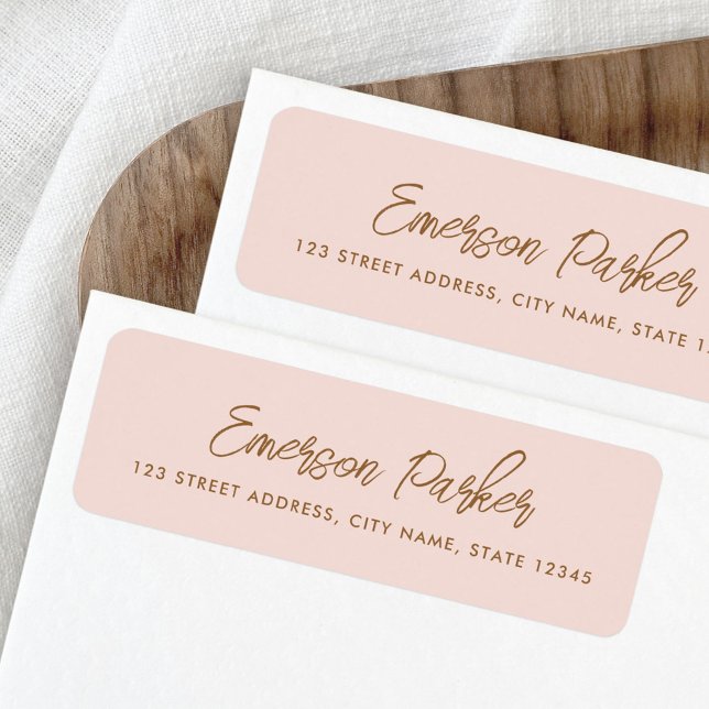 Trendy script light blush pink return address (Creator Uploaded)