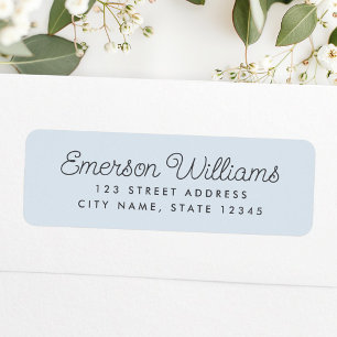 Trendy script light dusty blue return address