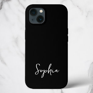 Trendy Script Modern Custom Signature Name Black iPhone 13 Case