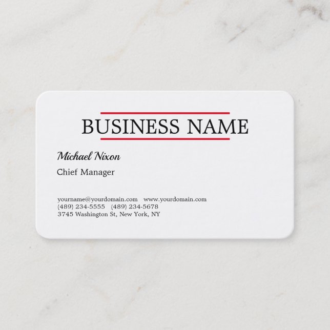 Trendy Script Modern Professional Plain Minimalist Business Card (Front)