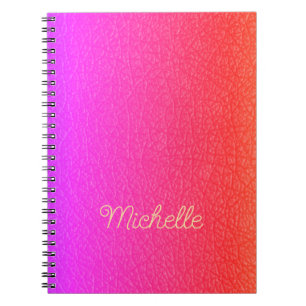 Trendy script name personalised hot pink notebook