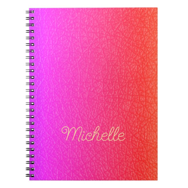 Trendy script name personalised hot pink notebook (Front)