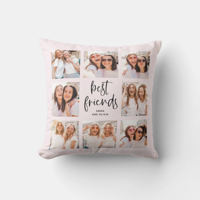 Trendy Script on Blush | Multi Photo Best Friends Cushion (Front)