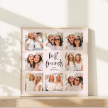 Trendy Script on Blush | Multi Photo Best Friends Poster<br><div class="desc">This trendy poster features eight of your favourite photos of you and your bestie! The words "best friends" appear in black modern script,  and there is room to add the name of you and your best friend on a pretty,  blush pink background.</div>