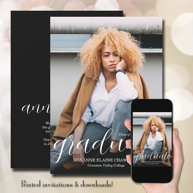 Trendy Script Overlay Graduation Announcement (Creator Uploaded)