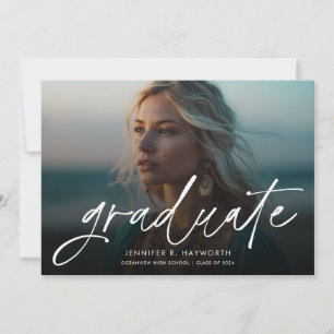 Trendy Script Overlay Multi Photo Graduation Announcement