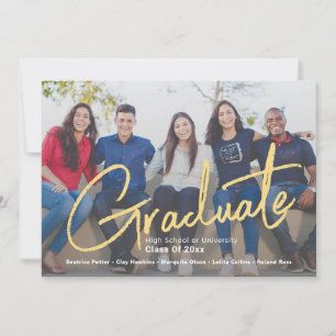 Trendy Script Overlay   One Photo Group Graduation Announcement