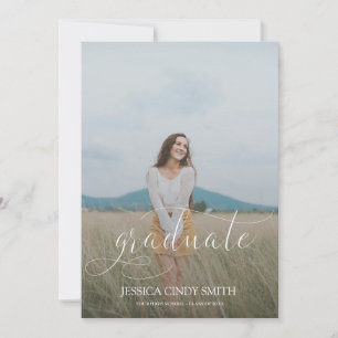 Trendy Script Overlay Photo Graduation Invitation