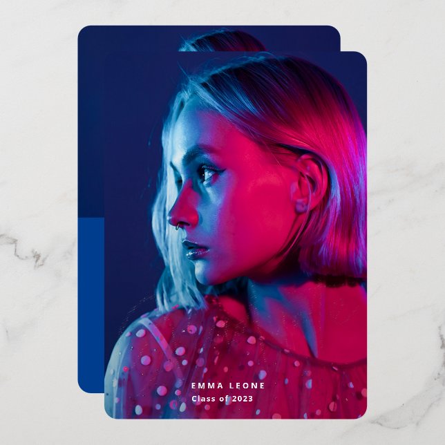 Trendy Script Overlay | Photo Graduation Silver (Front/Back)