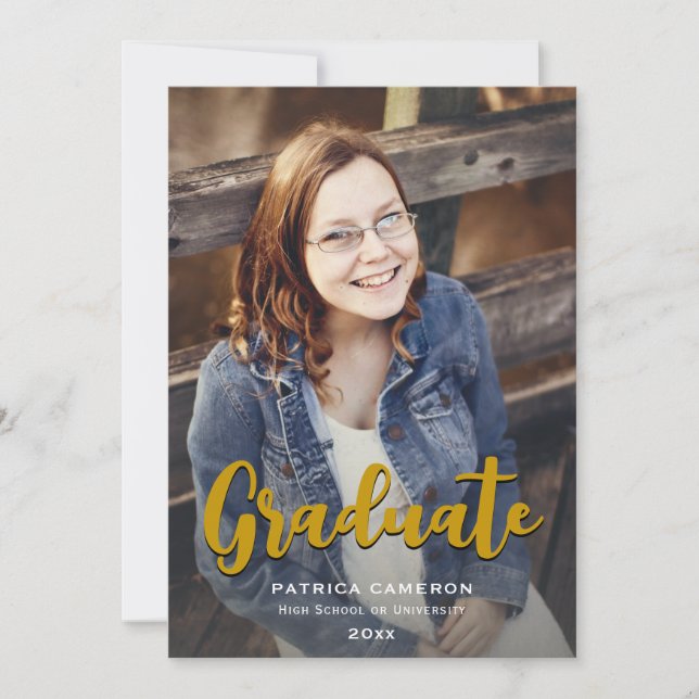 Trendy Script Overlay | Two Photo Graduation Annou Announcement (Front)