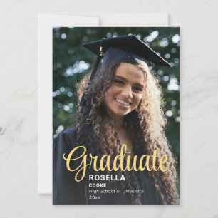Trendy Script Overlay   Two Photo Graduation Announcement