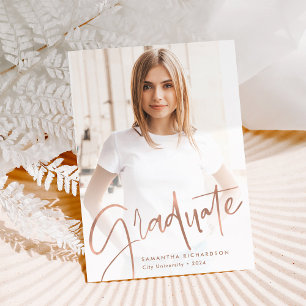 Trendy Script Overlay   Two Photo Graduation Announcement