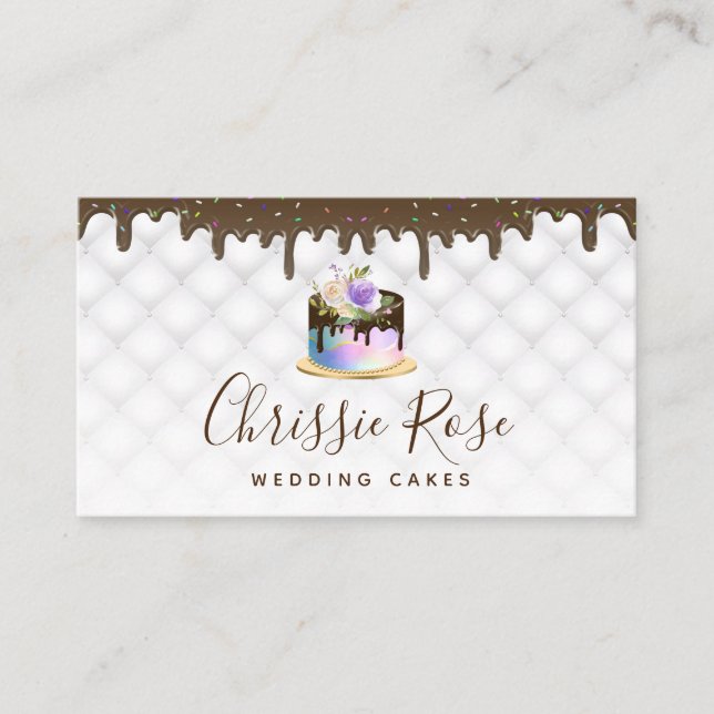 trendy script pastry chef bakery business card (Front)