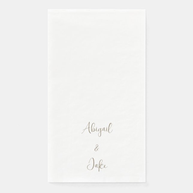 Trendy Script Personalised Gold Text Wedding  Napkin (Front)