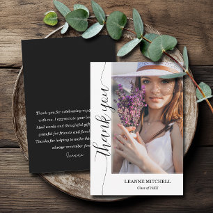 Trendy Script Photo Graduation Thank You Card