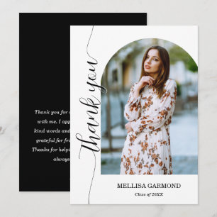 Trendy Script Photo Graduation Thank You Card