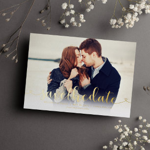 Trendy Script Photo Wedding Save the Date