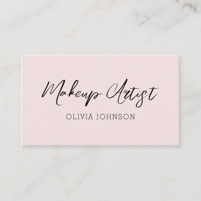 Trendy Script Pink Makeup Artist Business Cards  (Front)