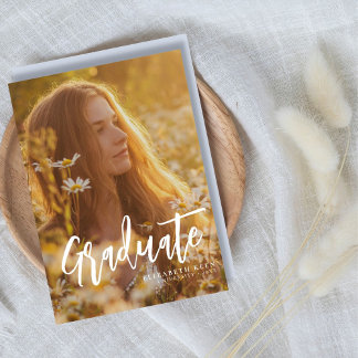 Trendy Script | Two Photo Graduation Announcement