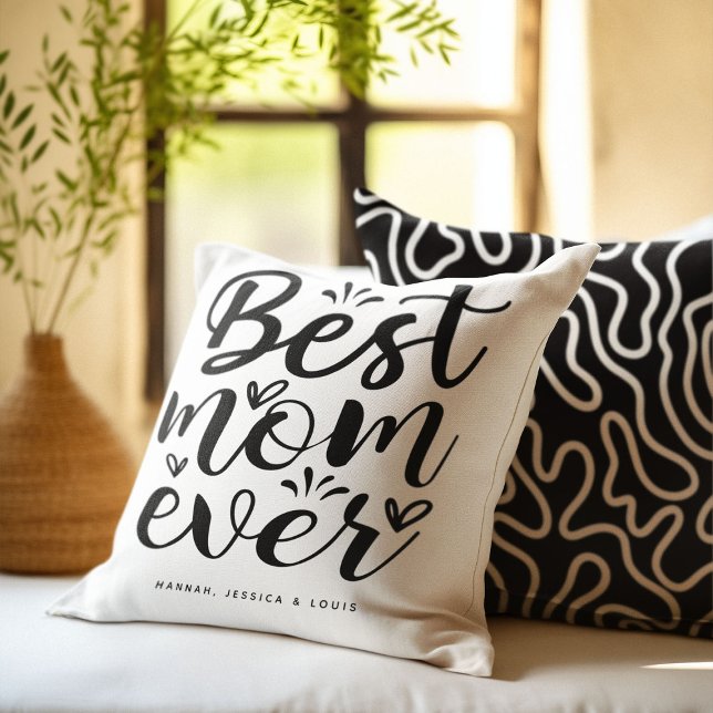 Trendy Script Typography 'Best Mum Ever' Gift Cushion (Creator Uploaded)