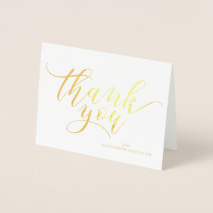 Trendy Script Typography "Thank You" Foil Card