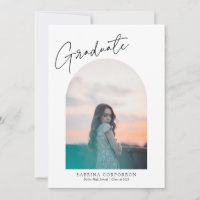 Trendy Script with Arch Two Photo Graduation  Anno