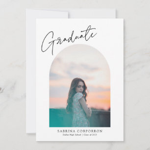 Trendy Script with Arch Two Photo Graduation  Anno Announcement