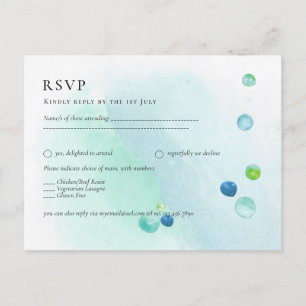 Trendy SEA GLASS Watercolor RSVP Menu Postcard