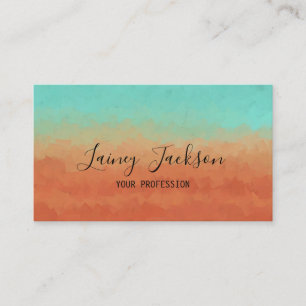 Trendy sea green and burnt orange abstract business card