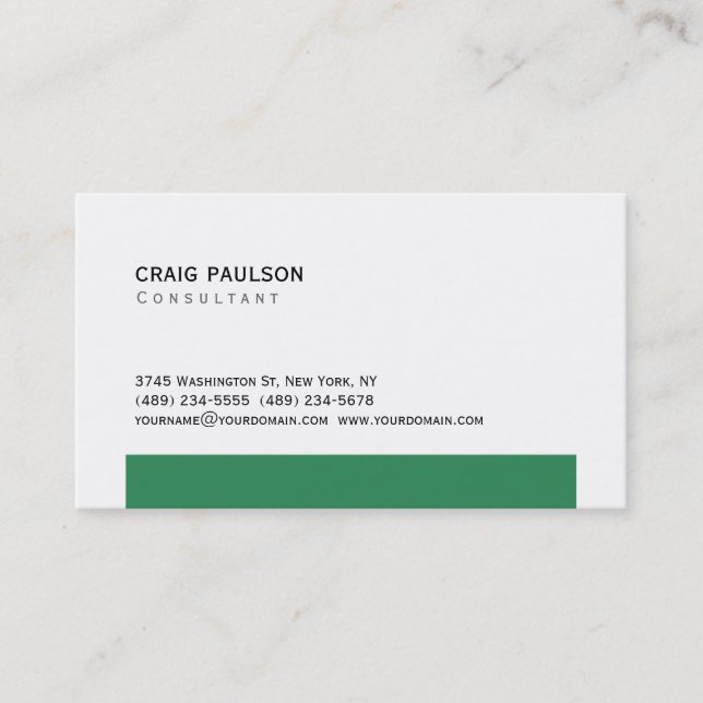 Trendy Sea Green White Attractive Business Card (Front)