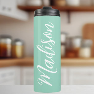 Trendy Seafoam Green Personalised Name Thermal Tumbler