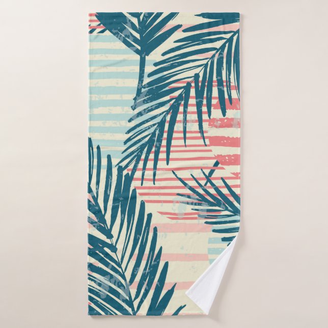Trendy seamless exotic pattern with palm and hand  bath towel (Bath Towel)