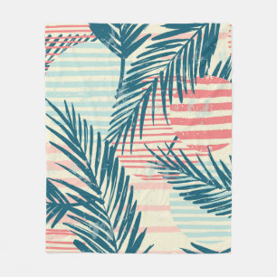 Trendy seamless exotic pattern with palm and hand  fleece blanket