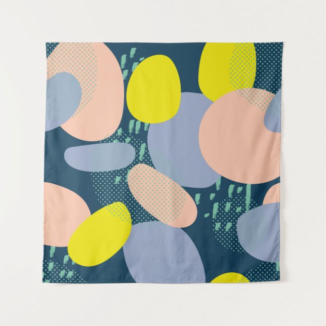 trendy seamless pattern of geometric shapes and do tapestry (Front)